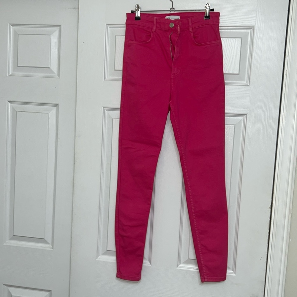 ZARA hot pink skinny jeans